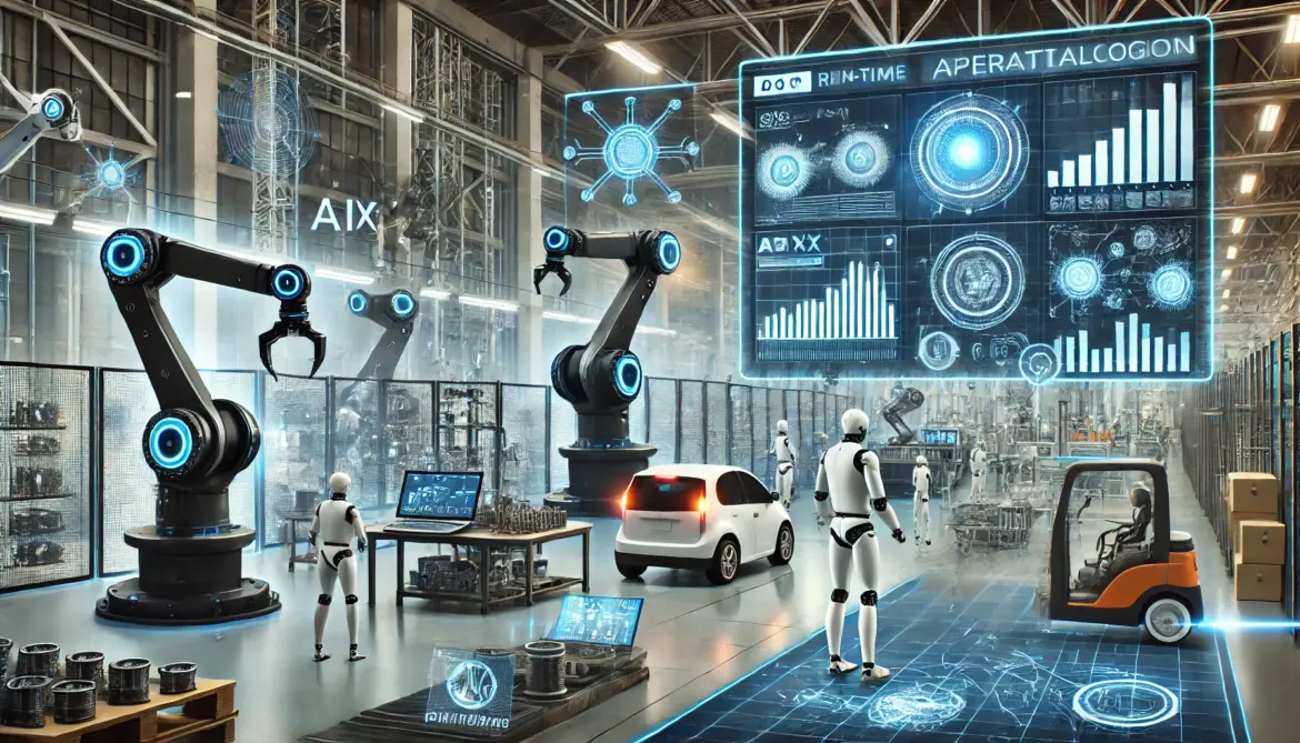 DALL·E 2025-03-28 16.39.36 – A high-tech industrial facility showcasing automation technologies revolutionizing modern industries. The image features robotic arms assembling produ